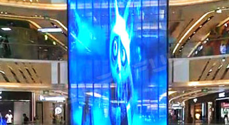 Schermo principale trasparente gigante dell'interno del centro commerciale