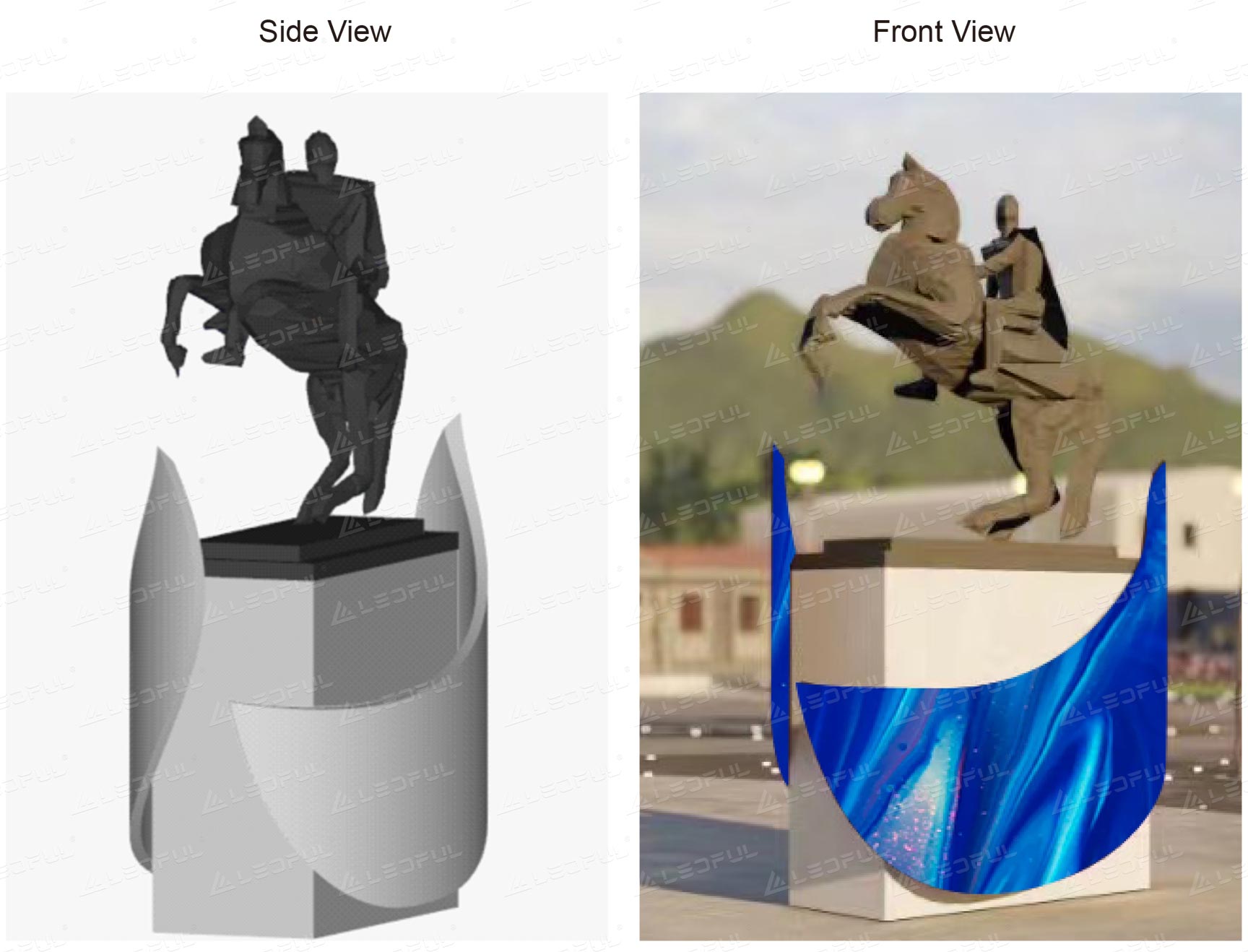 Schermo 3D delle ali della statua